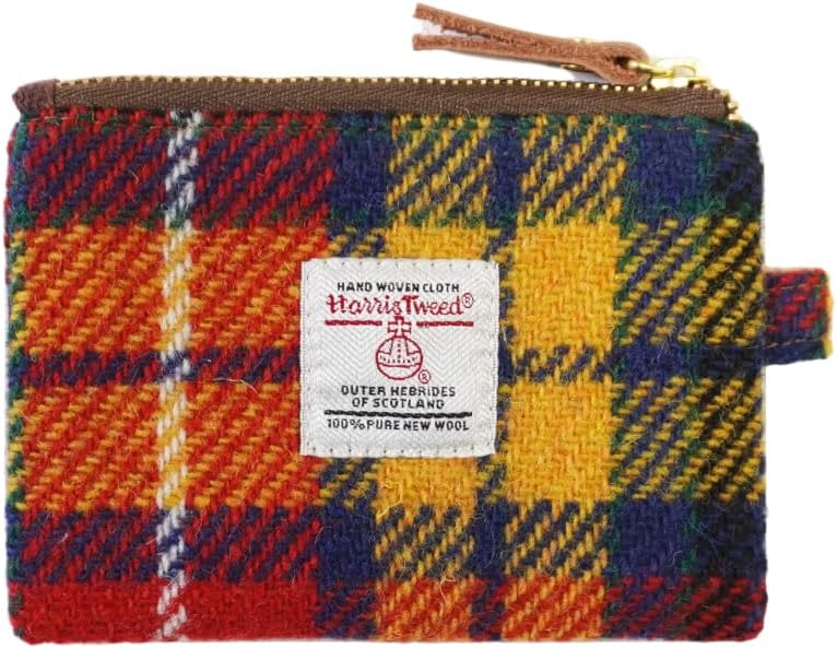 Harris Tweed Mini Coin Purse Handmade Lipstick Bag Vintage British Portable Credit Card ID Wallet with YKK Zipper for Women men (No.879)